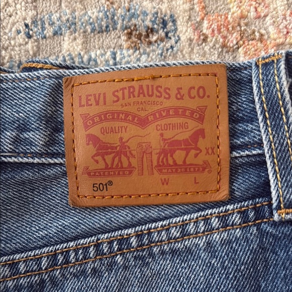 Levi's Blue Jean Shorts Distressed Cut-Off Style - Picture 3 of 4